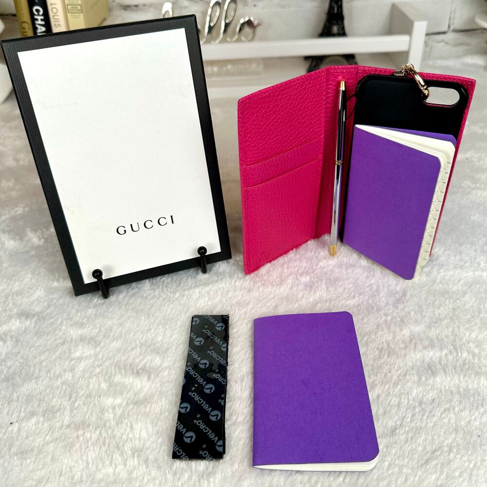 Gucci GG Marmont hot pink leather phone case convert to note pad! NEW! GIFT!! - Picture 10 of 16